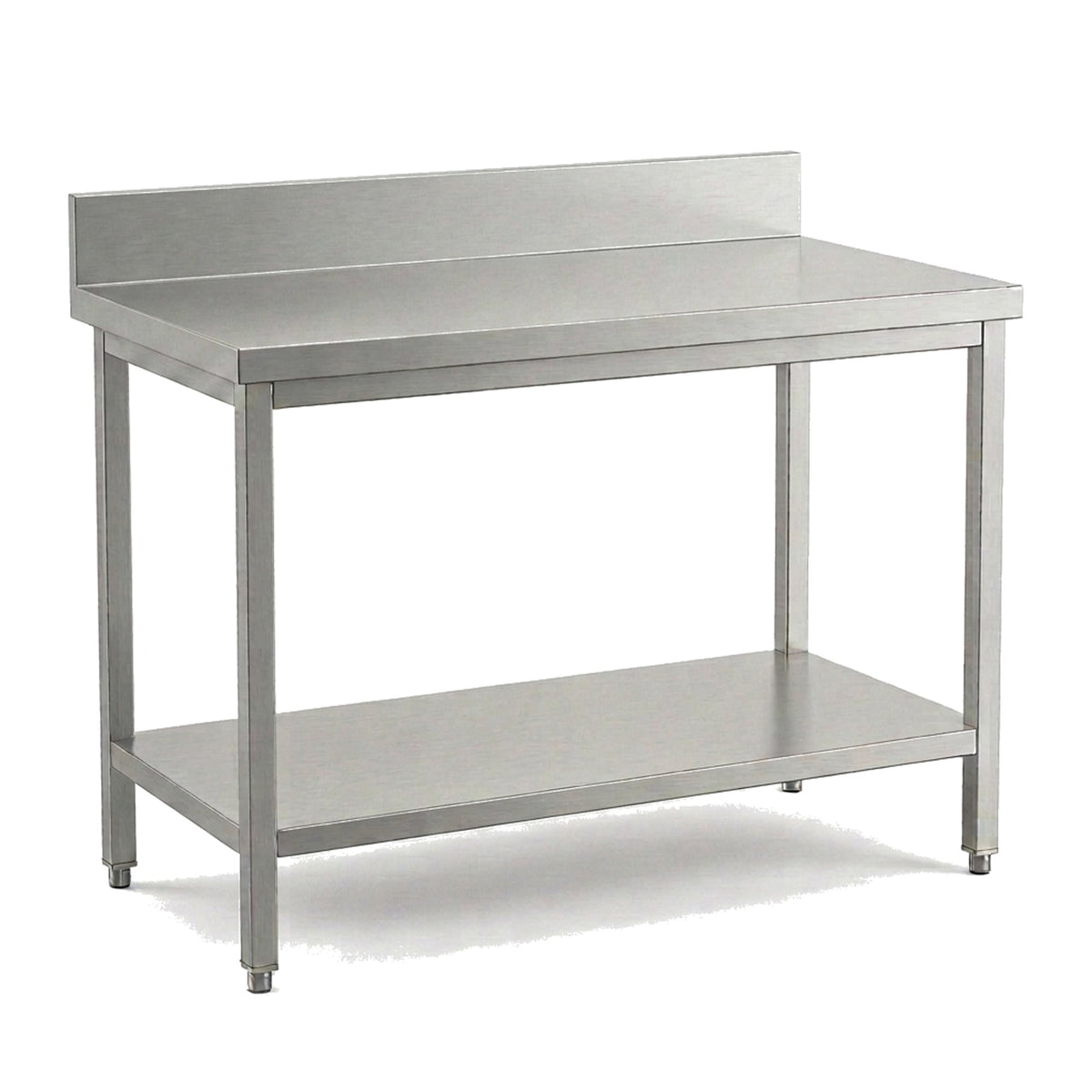 Table de travail inox professionnelle 1000 x 700 mm avec dosseret, étagère basse et pieds réglables