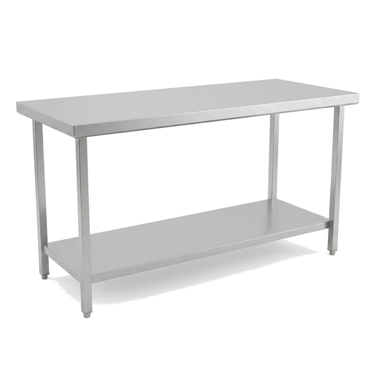 Table de travail inox professionnelle 1600 x 700 mm sans dosseret, étagère basse et pieds réglables