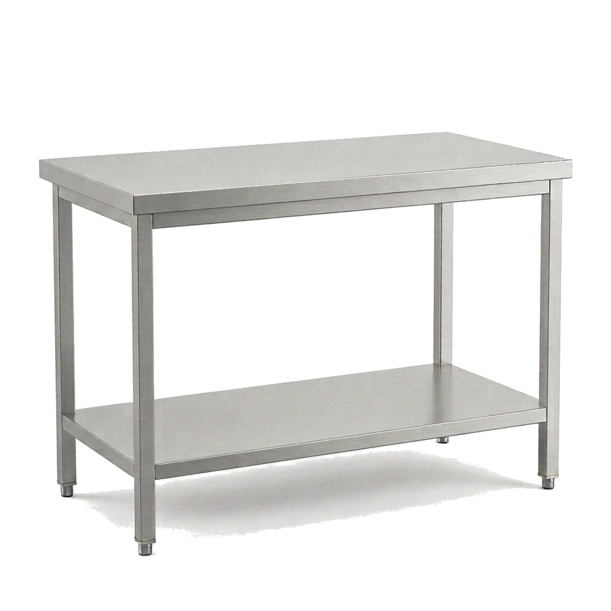 Table de travail inox professionnelle 1800 x 700 mm sans dosseret, étagère basse et pieds réglables