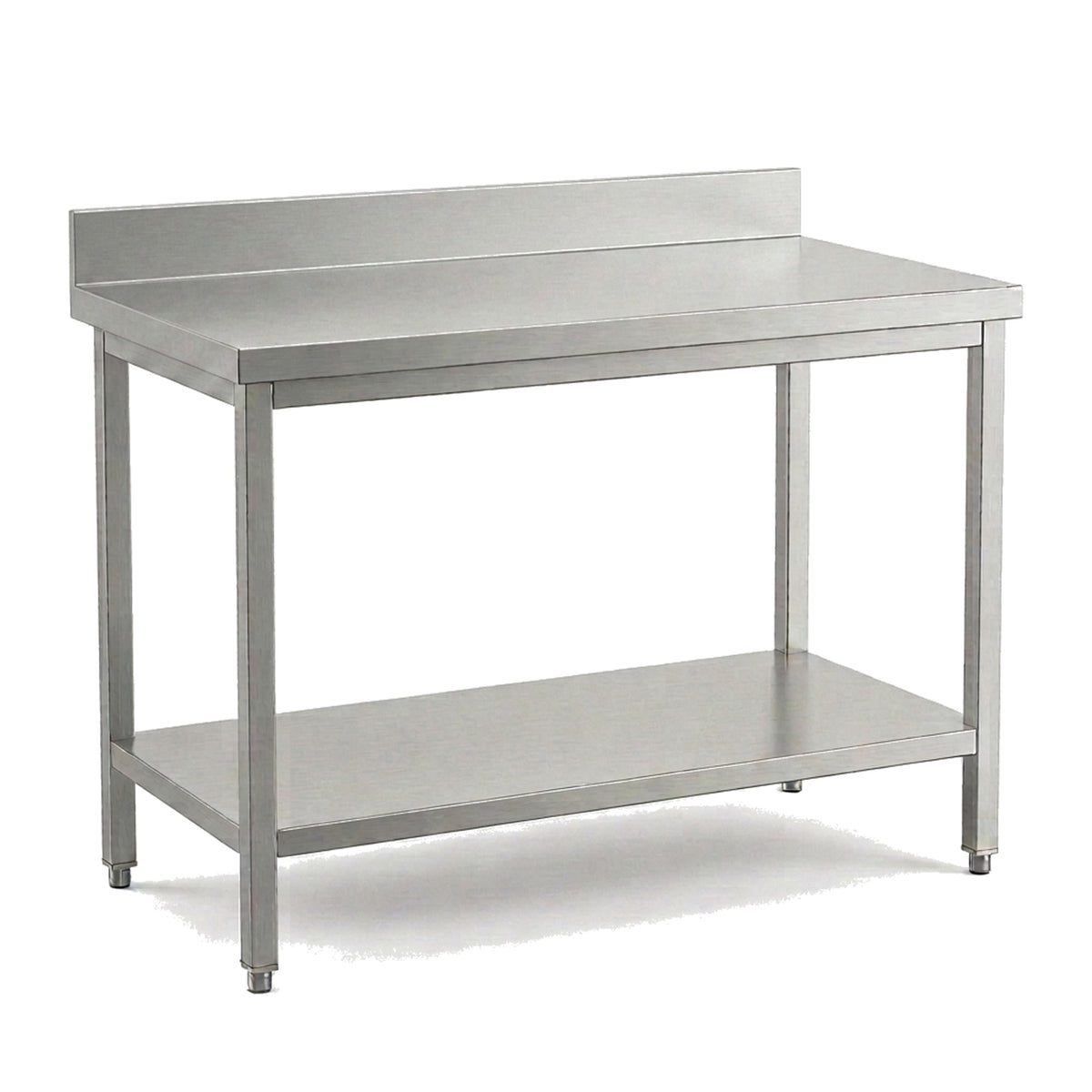 Table de travail inox professionnelle 1800 x 700 mm avec dosseret, étagère basse et pieds réglables