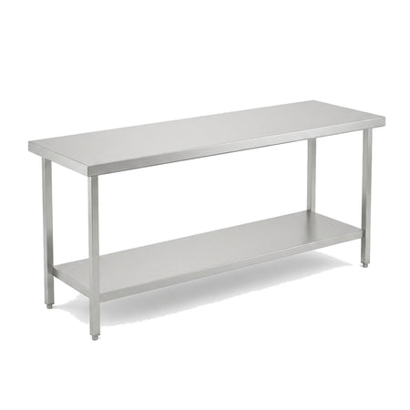 Table de travail inox professionnelle 2000 x 600 mm sans dosseret, étagère basse et pieds réglables
