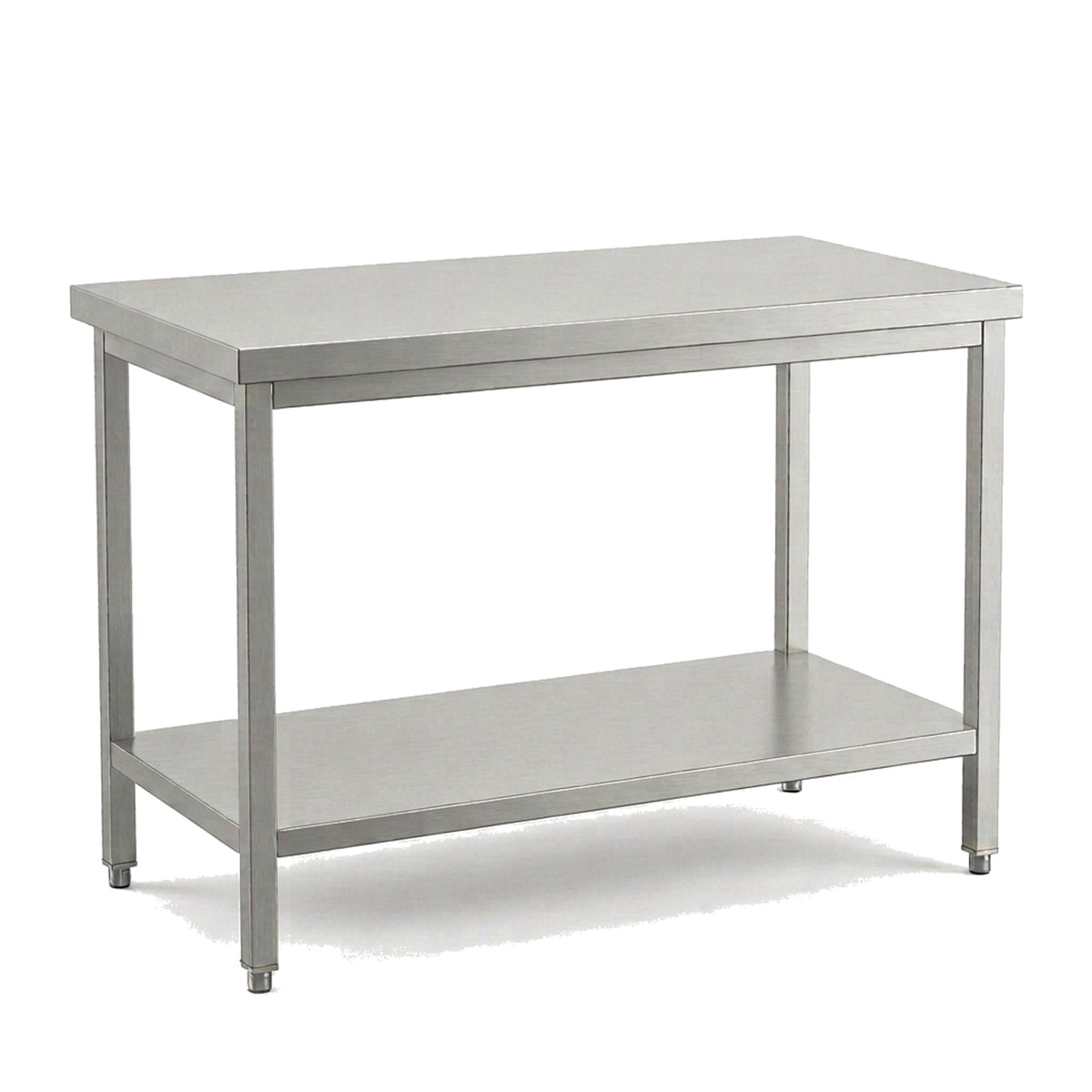 Table de travail inox professionnelle 2000 x 700 mm sans dosseret, étagère basse et pieds réglables