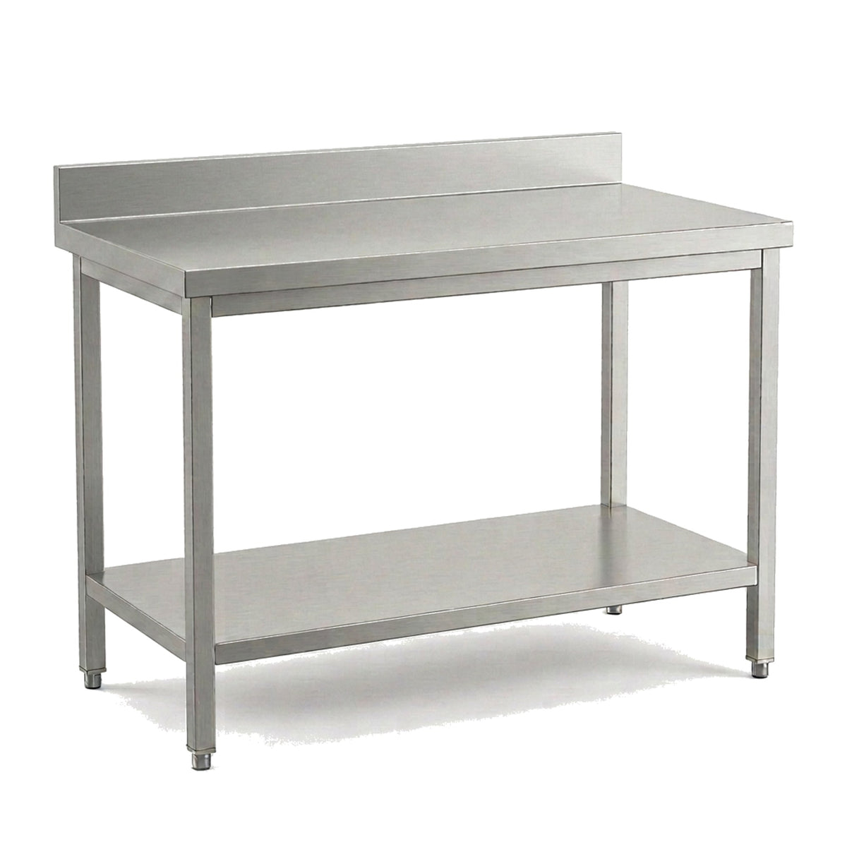 Table de travail inox professionnelle 2000 x 700 mm avec dosseret, étagère basse et pieds réglables