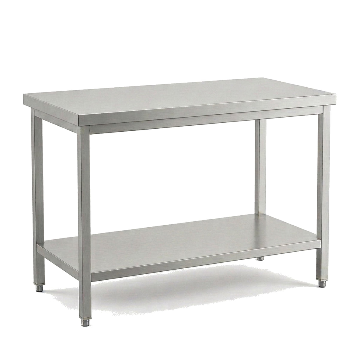 Table de travail inox professionnelle 800 x 700 mm sans dosseret, étagère basse et pieds réglables